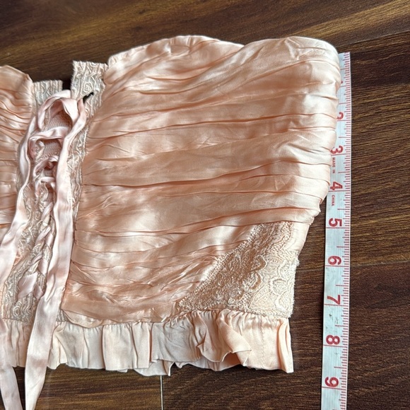 FREE PEOPLE Pink Peach Strapless Corset Crop Top Size Medium - Picture 7 of 8